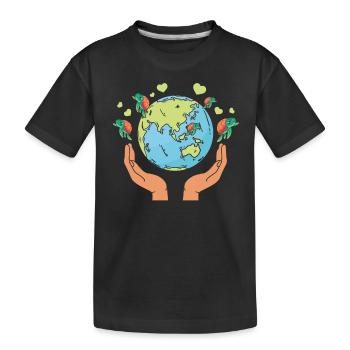 Erde Schildkrötenherzen Umwelt Erde Tag - Kinder Premium Bio T-Shirt - Schwarz - Vorne