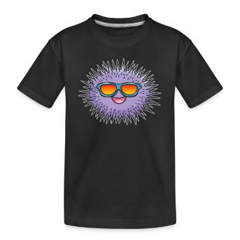 Lustiger Seeigel mit Sonnenbrille Lustiger Seeigel - Kinder Premium Bio T-Shirt - Schwarz - Vorne