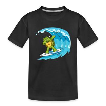Surfing Turtle Cool Turtle Dabbing Surfing - Kids' Premium Organic T-Shirt - black - Front