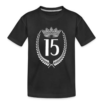 15th birthday Number anniversary 15 - Kids' Premium Organic T-Shirt - black - Front