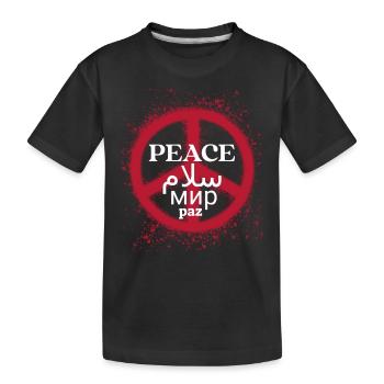 Paix mondiale. Art multilingue du signe de paix - T-shirt bio Premium Enfant - noir - Devant