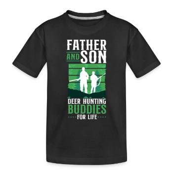 Cerf chasse chasseur père - T-shirt bio Premium Enfant - noir - Devant