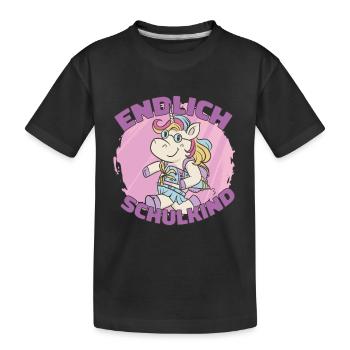 Endlich Schulkind Endlich Schulkind Geschenk Inspi - Kinder Premium Bio T-Shirt - Schwarz - Vorne