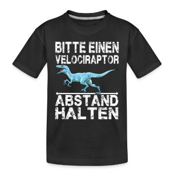 Dinosaurier Velociraptor Raptor Dino - Kinder Premium Bio T-Shirt - Schwarz - Vorne