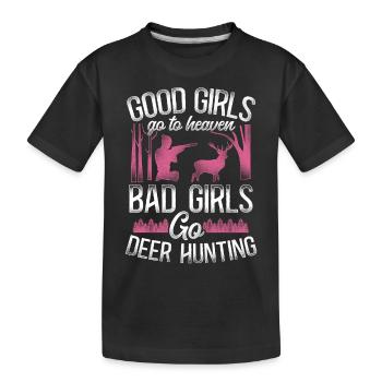 Cerf cerf chasse chasseur fille - T-shirt bio Premium Enfant - noir - Devant