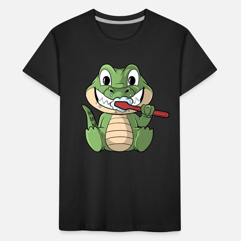 Brushing Crocodile Teeth Brushing Kids' Premium Organic T-Shirt