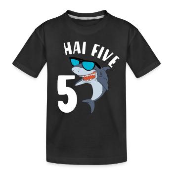 5 Jahre Jungen Hai Five Geburtstagsgeschenkidee - Kinder Premium Bio T-Shirt - Schwarz - Vorne