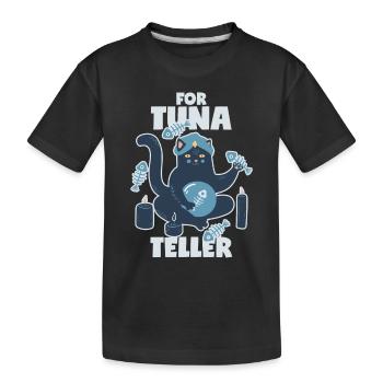 Fortune Teller Cat with Tuna: Fortunateller - Kids' Premium Organic T-Shirt - black - Front