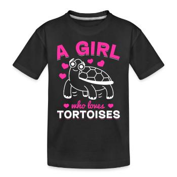 Land Tortoise Turtle Lover Girl - A girl who - Kids' Premium Organic T-Shirt - black - Front