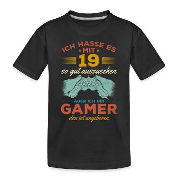 Video Gaming 19. Geburtstag Zocken 19 Jahre Video - Kinder Premium Bio T-Shirt - Schwarz - Vorne