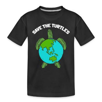 Turtle Earth Day Liebhaber von Meeresschildkröten - Kinder Premium Bio T-Shirt - Schwarz - Vorne