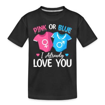 Rose ou Bleu je t’aime déjà - Bébé - T-shirt bio Premium Enfant - noir - Devant