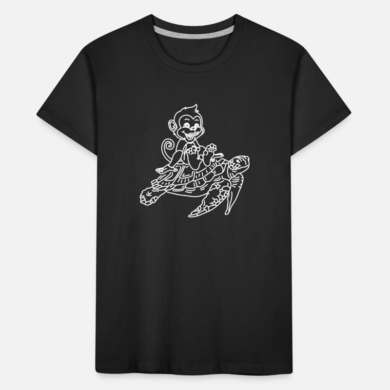 Funny monkey turtle with turtles and Kids' Premium Organic T-Shirt
