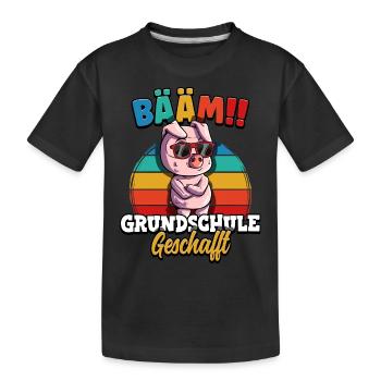 Bääm Grundschule Geschafft - Kinder Premium Bio T-Shirt - Schwarz - Vorne