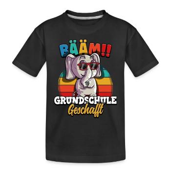 Bääm Grundschule Geschafft - Kinder Premium Bio T-Shirt - Schwarz - Vorne