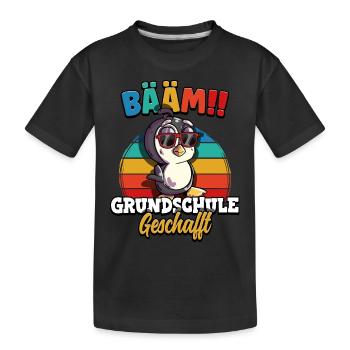 Bääm Grundschule Geschafft - Kinder Premium Bio T-Shirt - Schwarz - Vorne