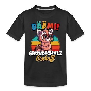 Bääm Grundschule Geschafft - Kinder Premium Bio T-Shirt - Schwarz - Vorne