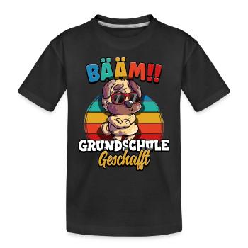 Bääm Grundschule Geschafft - Kinder Premium Bio T-Shirt - Schwarz - Vorne