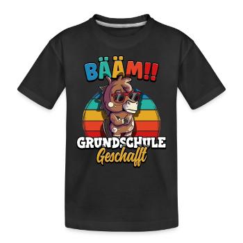 Bääm Grundschule Geschafft - Kinder Premium Bio T-Shirt - Schwarz - Vorne