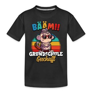 Bääm Grundschule Geschafft - Kinder Premium Bio T-Shirt - Schwarz - Vorne