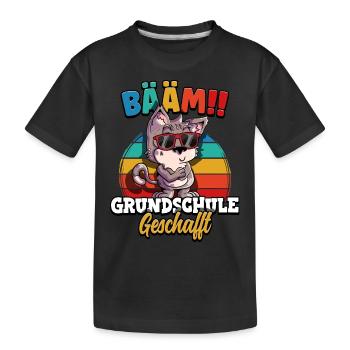 Bääm Grundschule Geschafft - Kinder Premium Bio T-Shirt - Schwarz - Vorne
