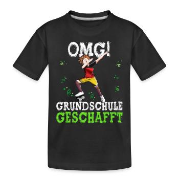 Grundschule Geschafft Fußball 6. Klasse - Kinder Premium Bio T-Shirt - Schwarz - Vorne