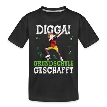 Grundschule Geschafft Fußball 6. Klasse - Kinder Premium Bio T-Shirt - Schwarz - Vorne