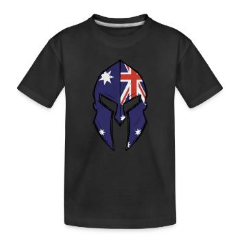 drapeau australien en casque de guerrier spartiate - T-shirt bio Premium Enfant - noir - Devant