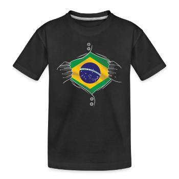 brazil flag proud - Kinder Premium Bio T-Shirt - Schwarz - Vorne