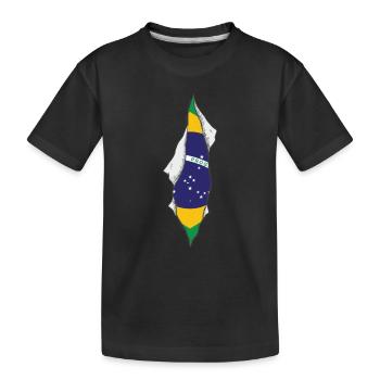 drapeau brésilien fier brésil - T-shirt bio Premium Enfant - noir - Devant