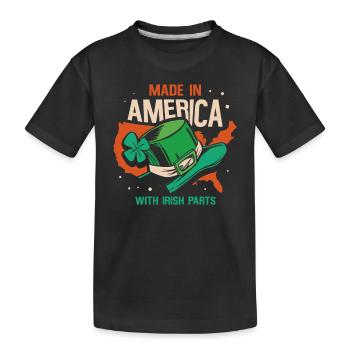 Made In America With Irish Parts Irish - Kids' Premium Organic T-Shirt - black - Front