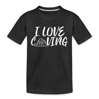 I love caving caving caving - Kids' Premium Organic T-Shirt - black - Front