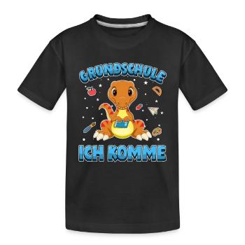 Grundschule ich komme Einschulung 1. Klasse - Kinder Premium Bio T-Shirt - Schwarz - Vorne