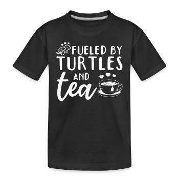 Turtle Lover — powered by turtles and - Kids' Premium Organic T-Shirt - black - Front