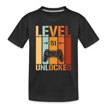 51st Birthday Level 51 unlocked - Kids' Premium Organic T-Shirt - black - Front