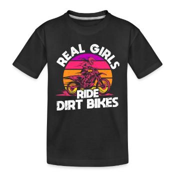 Motocross Lovers Racing Bikers Echte Mädchen fahre - Kinder Premium Bio T-Shirt - Schwarz - Vorne