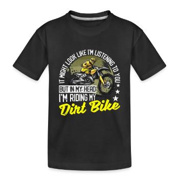 Funny Motocross Bikers In My Head I'm Riding My - Kinder Premium Bio T-Shirt - Schwarz - Vorne