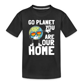 Planet Dabbing Go Planet Du bist unser Zuhause - Kinder Premium Bio T-Shirt - Schwarz - Vorne