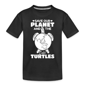 Earth Day Environment Save our planet and - Kids' Premium Organic T-Shirt - black - Front