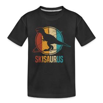 Skisaurus Fun Skiing Dino Ski Dinosaurs - Kids' Premium Organic T-Shirt - black - Front