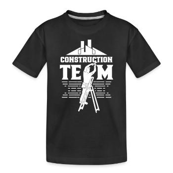Construction Team Teamwork Construction site Construction workers - Kids' Premium Organic T-Shirt - black - Front