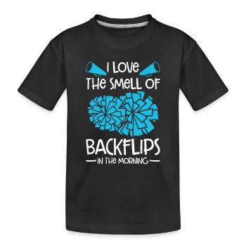 I Love The Smell Of Backflip In The Morning Gymnas - Kinder Premium Bio T-Shirt - Schwarz - Vorne