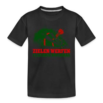 Darts Dartspieler Zielen Werfen Fluchen Nochmal - Kinder Premium Bio T-Shirt - Schwarz - Vorne