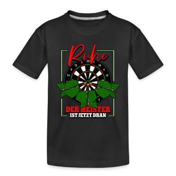 Ruhe Der Meister Wirft Darts Dartspieler - Kinder Premium Bio T-Shirt - Schwarz - Vorne