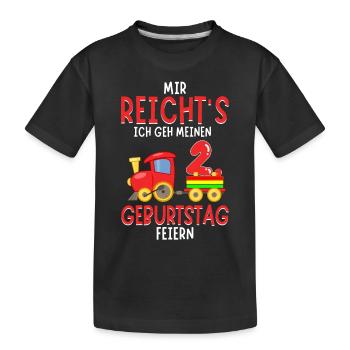 2. Geburtstag Geburtstagsgeschenk mit Eisenbahn - Kinder Premium Bio T-Shirt - Schwarz - Vorne