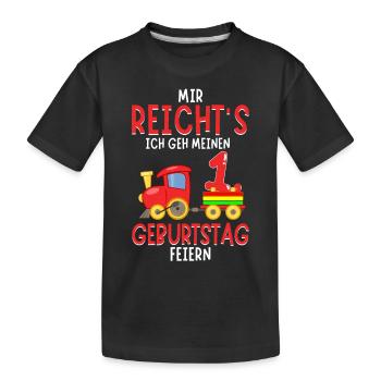 1. Geburtstag Geburtstagsgeschenk mit Eisenbahn - Kinder Premium Bio T-Shirt - Schwarz - Vorne