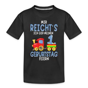 1. Geburtstag Geburtstagsgeschenk mit Eisenbahn - Kinder Premium Bio T-Shirt - Schwarz - Vorne