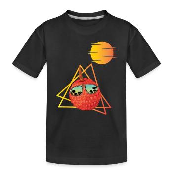80er Jahre Litschi - Kinder Premium Bio T-Shirt - Schwarz - Vorne