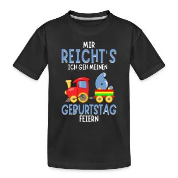 6. Geburtstag Geburtstagsgeschenk mit Eisenbahn - Kinder Premium Bio T-Shirt - Schwarz - Vorne