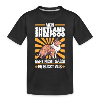 Shetland Sheepdog Gassi gehen Sheltie - Kinder Premium Bio T-Shirt - Schwarz - Vorne